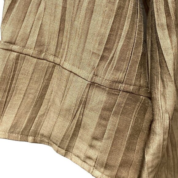 KATE HILL Jacket Plus Size 20W Linen Blend Tan Crinkle Belted Artsy Top - Picture 8 of 10